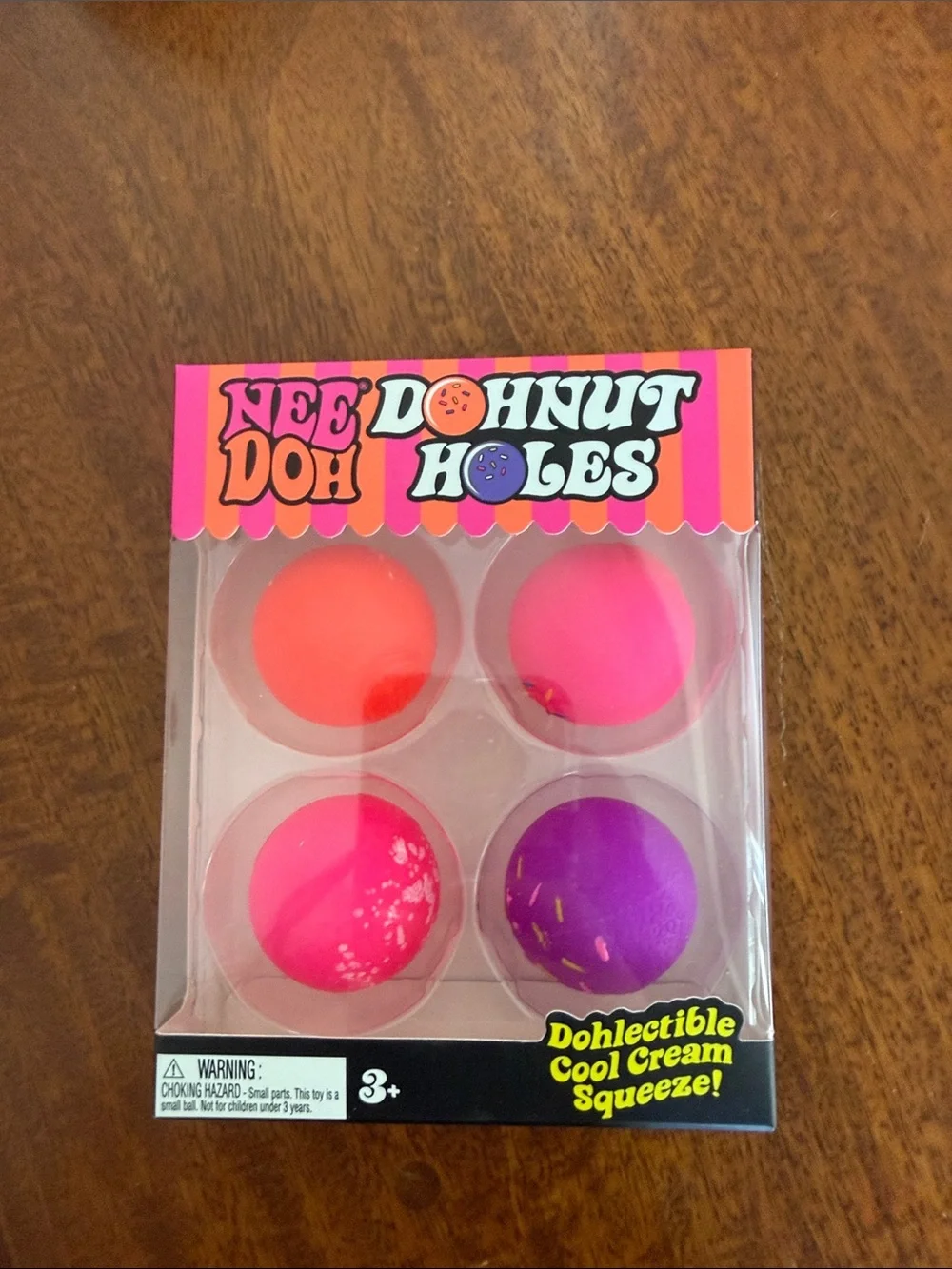 Donut Holes 4-Pack Squeeze Toys - Pink, Coral, Bright Pink, Purple